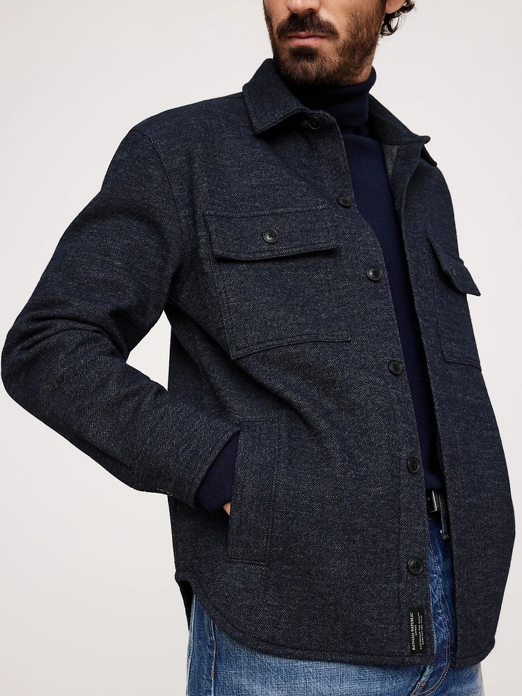 Standard-Fit Herringbone Jacquard Shirt Jacket