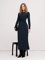 Jersey Knit Twist-Front Maxi Dress