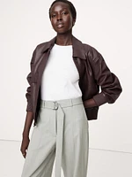 High-Rise Barrel Italian Wool Pant