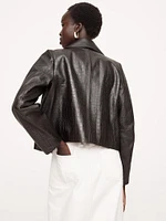 Crocodile-Embossed Leather Jacket