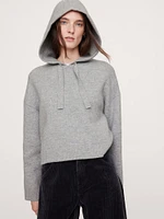 Double-Faced Cashmere Cropped Sweater Hoodie