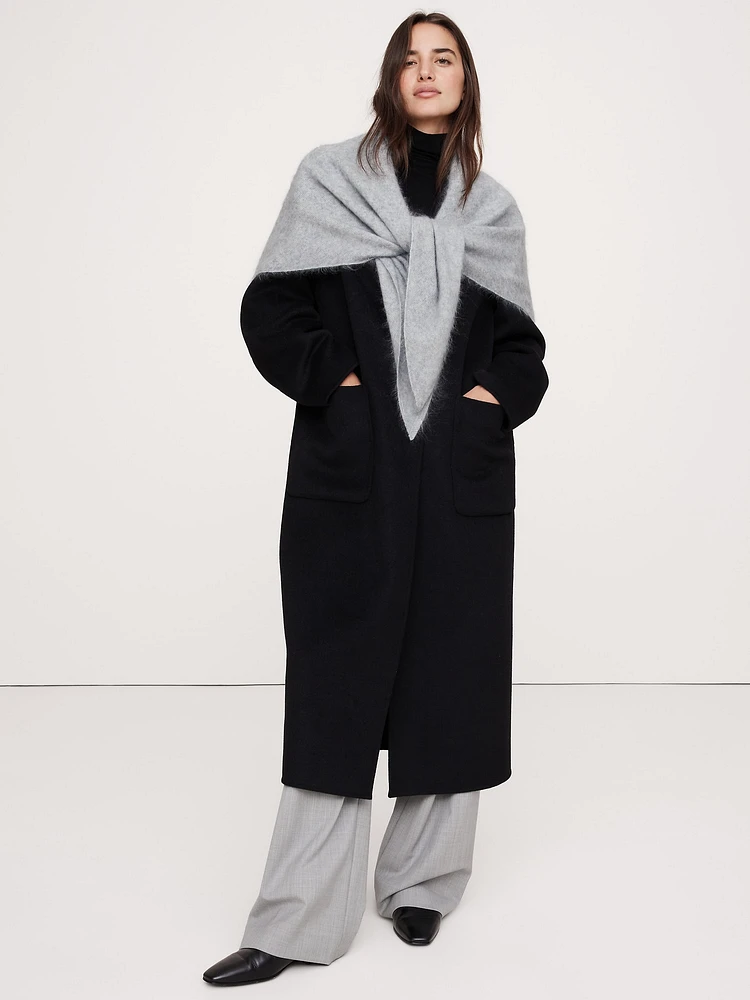 Brushed Wool-Cashmere Triangle Scarf