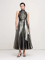 Silk Lamé Maxi Dress