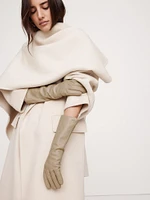 Cashmere-Lined Long Leather Gloves