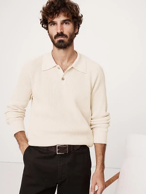 Ribbed Cotton Sweater Polo