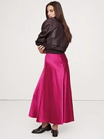 Bias-Cut Silk Midi Skirt