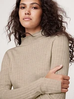 Ribbed Merino Mock-Neck Sweater