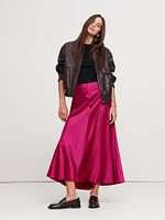 Bias-Cut Silk Midi Skirt