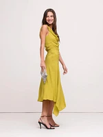 Crepe Twist-Shoulder Dress