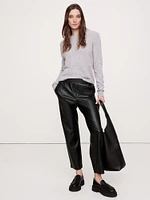 Mid-Rise Slim Vegan Leather Pull-On Pant