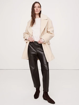 Mid-Rise Slim Vegan Leather Pull-On Pant