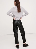 Mid-Rise Slim Vegan Leather Pull-On Pant