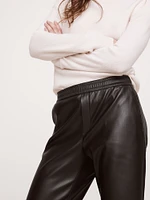 Mid-Rise Slim Vegan Leather Pull-On Pant