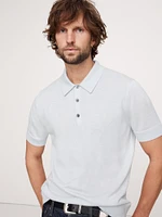 Cashmere-Silk Short-Sleeve Sweater Polo