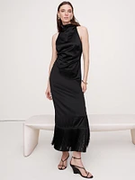 Fringe Satin Maxi Dress