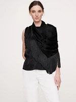 Silky-Crepe Fringe Top