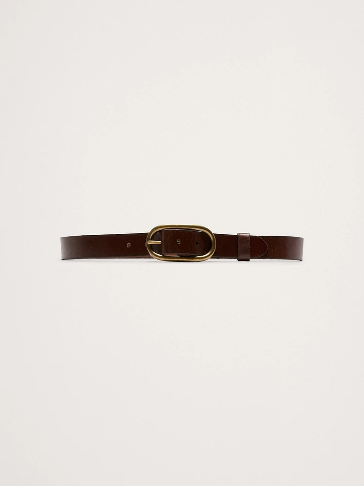 Leather Oval Buckle Belt