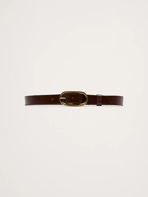 Leather Oval Buckle Belt