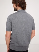 Cashmere-Silk Short-Sleeve Sweater Polo