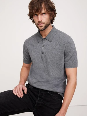 Cashmere-Silk Short-Sleeve Sweater Polo