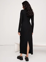 Wide Ribbed Turtleneck Maxi Dress