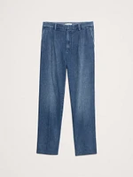 Straight Pleated Cropped Jean