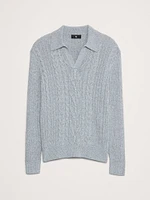 Relaxed Cotton Cable-Knit Sweater Polo