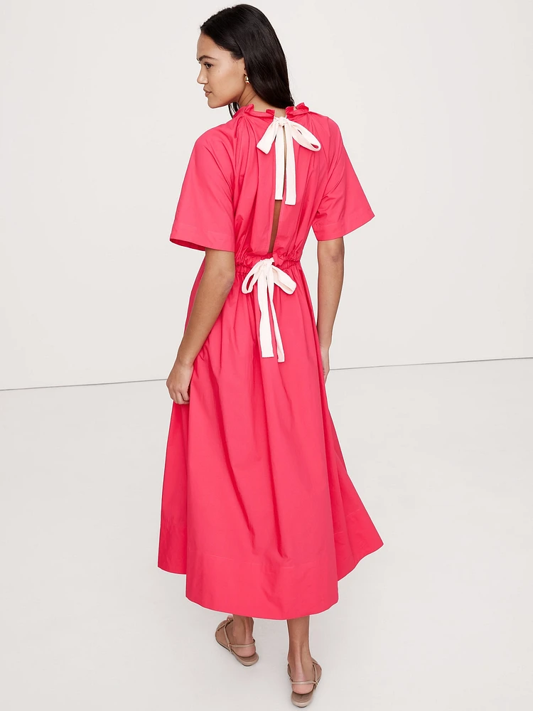 Cotton Poplin Open-Back Maxi Dress