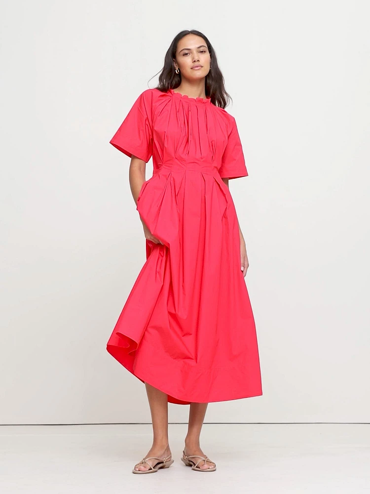 Cotton Poplin Open-Back Maxi Dress