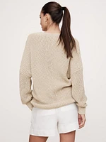 Oversized Ribbed V-Neck Sweater Tunic