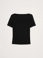 Refined Boat-Neck Short-Sleeve T-Shirt