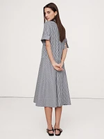 Poplin Bib-Front Midi Dress