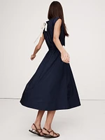 Cotton Poplin Tie-Waist Midi Dress
