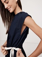 Cotton Poplin Tie-Waist Midi Dress