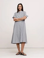 Poplin Bib-Front Midi Dress