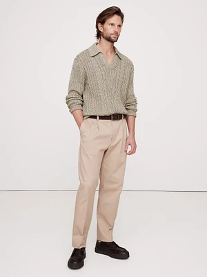 Relaxed Cotton Cable-Knit Sweater Polo
