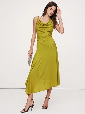 Crepe Twist-Shoulder Dress