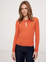 Crepe Keyhole Twist Top