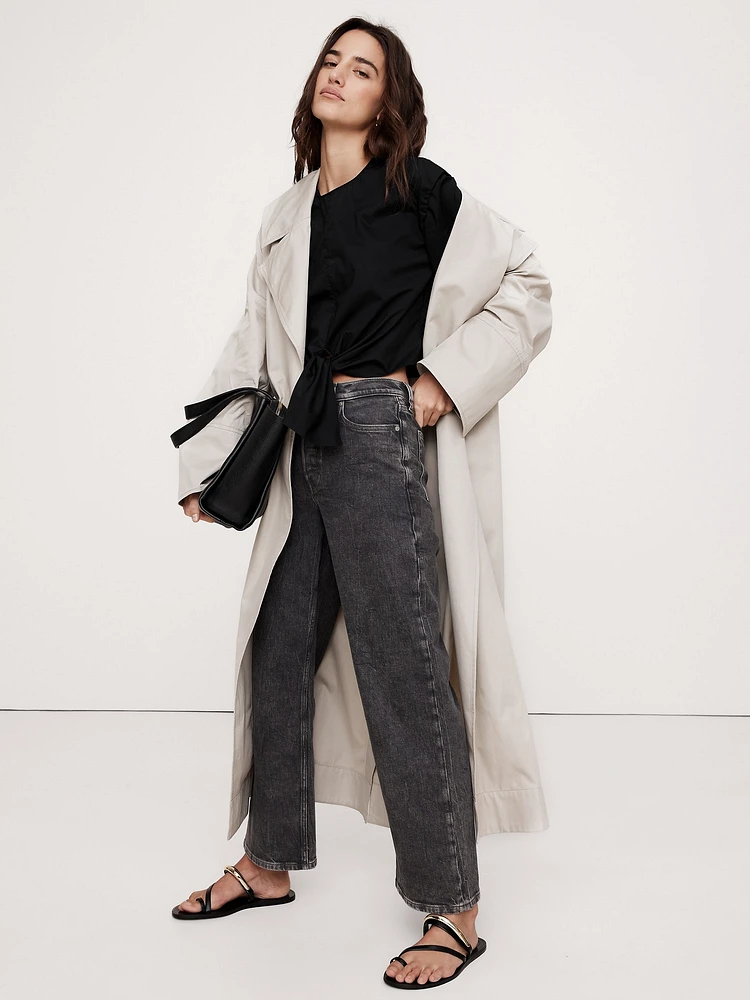Cotton Poplin Tie-Front Top