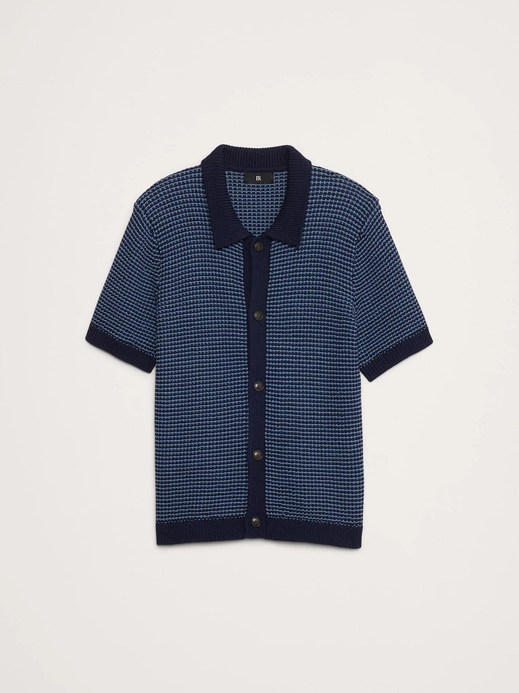Waffle Button-Through Knit Shirt