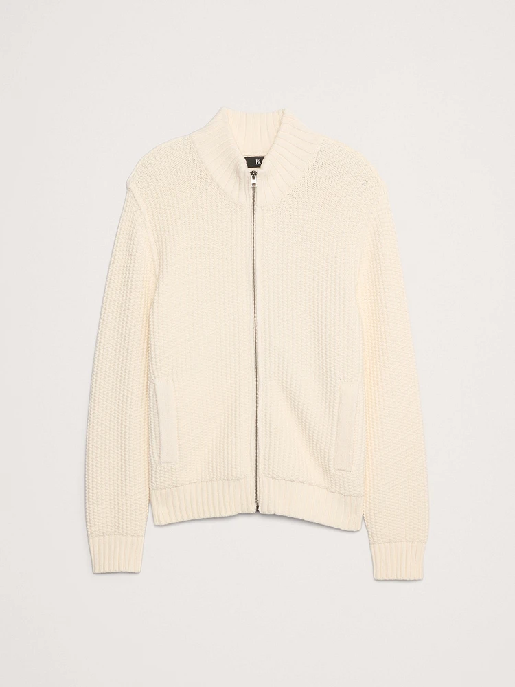Cotton-Blend Sweater Bomber