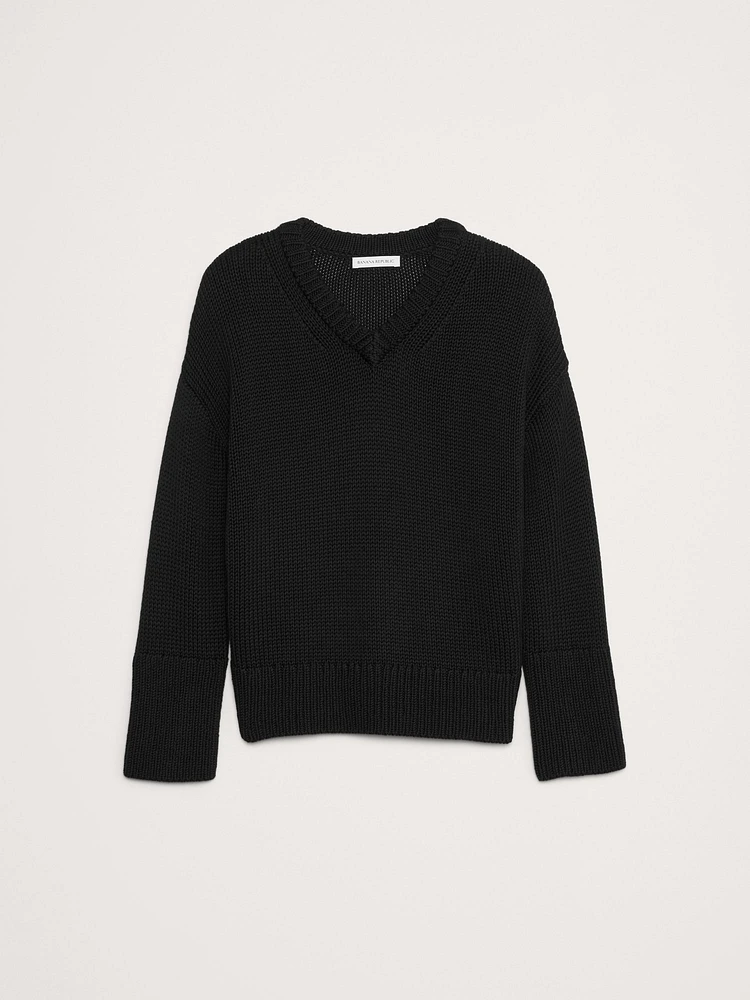 Oversized Cotton V-Neck Sweater