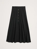 Poplin Button-Down Midi Skirt