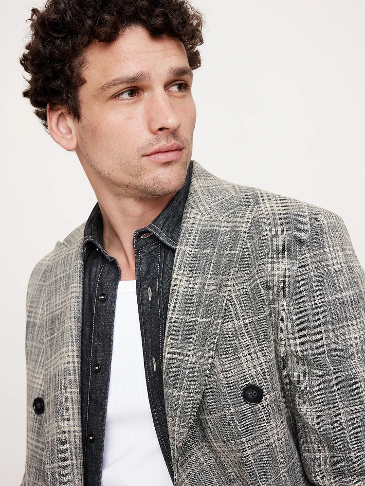 Plaid Double-Breasted Sport Coat