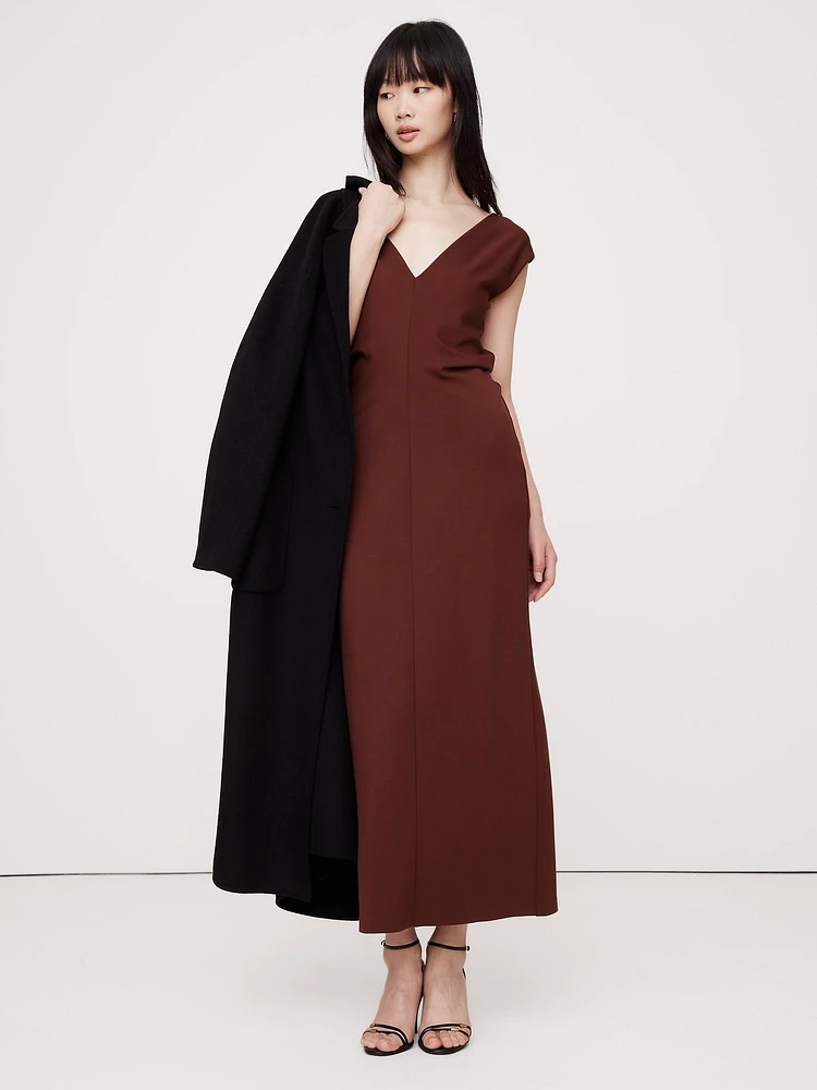 Lightweight Ponte Bias-Cut Midi Dress