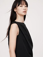 Tech-Stretch Draped Shift Dress