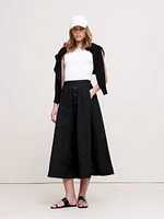 Poplin Button-Down Midi Skirt