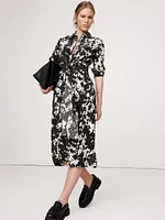 Silk Crepe Twist-Front Shirt Dress