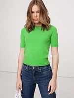 Lightweight Cashmere Short-Sleeve Sweater