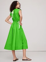 Poplin Tie-Waist Maxi Dress